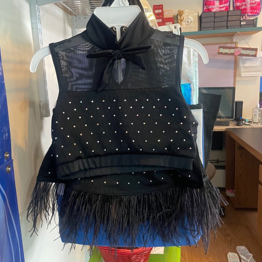 Brand New Two Piece Costume Weissman Black Rhinestone and Size Large Child